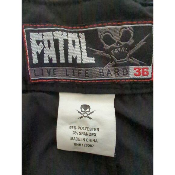 Fatal Wrecking Crew Tattooed Sailer Girl w/ Roses Board Shorts Black Blue Siz 36 - Picture 3 of 9